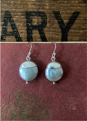 Earrings - Sterling Silver And Fresh Water Grey Pearl