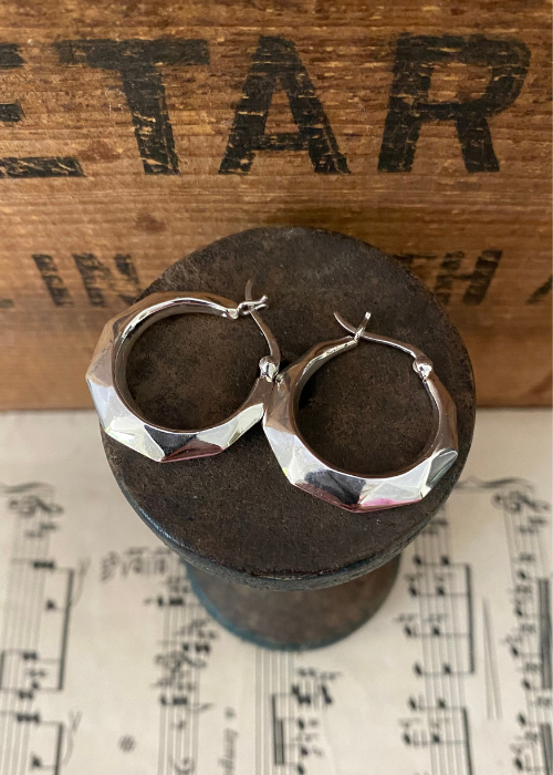 Earrings - Sterling Silver Faceted Hoop