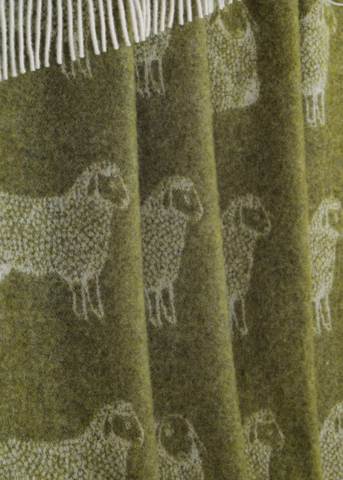 Throw - Sheep - Moss Green