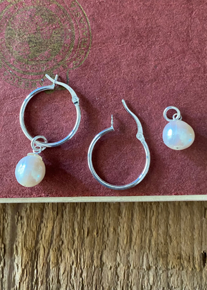 Pearl Earrings - Sterling Silver Loop