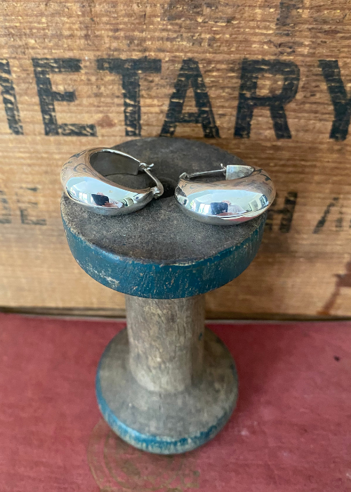 Earrings - Sterling Silver Puffed Hoops