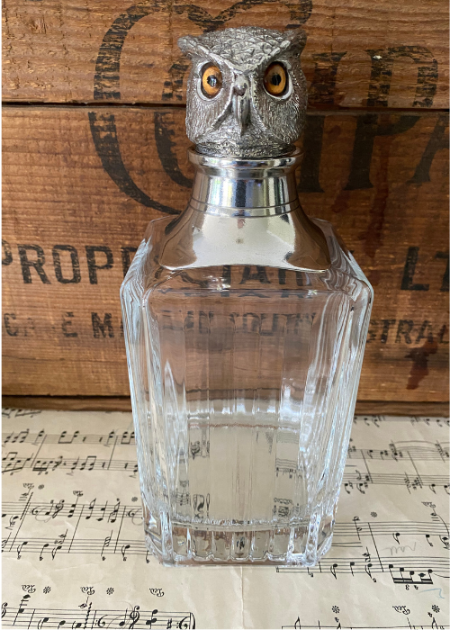 Decanter - Pewter And Glass Owl