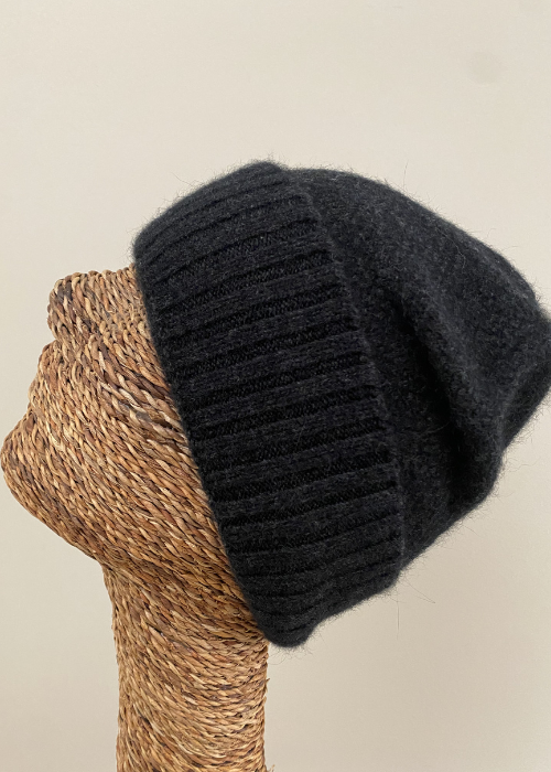 Beanie - Baggie - Moss Stitch - Charcoal