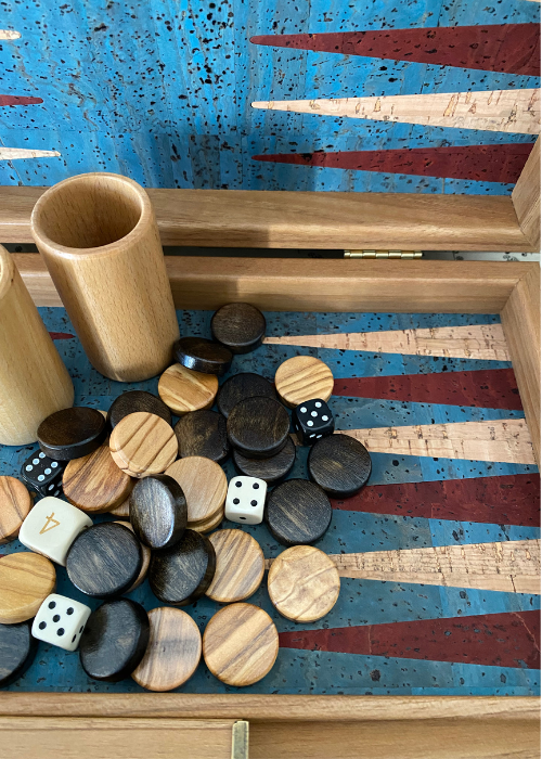 Backgammon - Cork And Wood - Blue