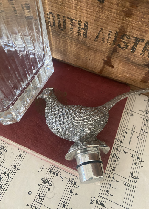 Decanter - Pewter And Glass Pheasant