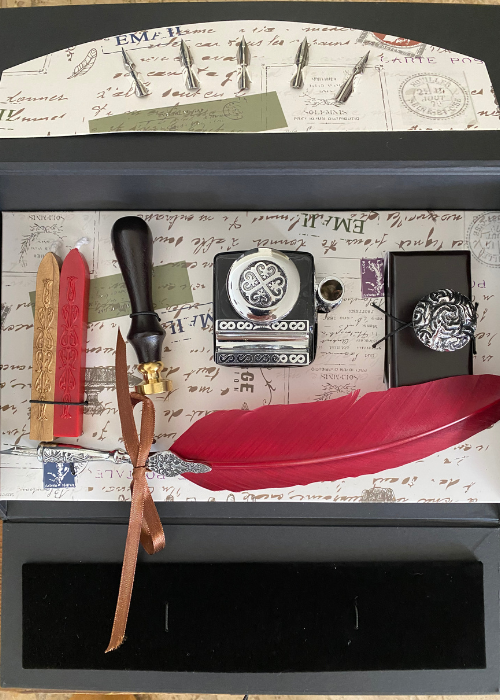 Calligraphy Set - Pewter Accessories - Red Quill