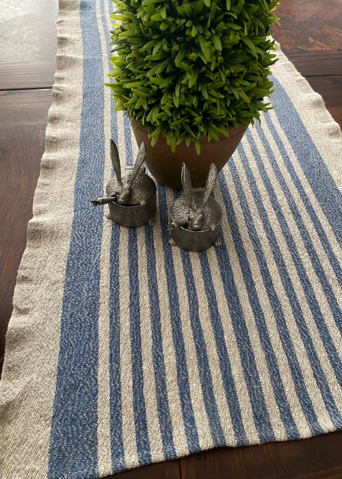 Table Runner - Linen - Blue Stripe
