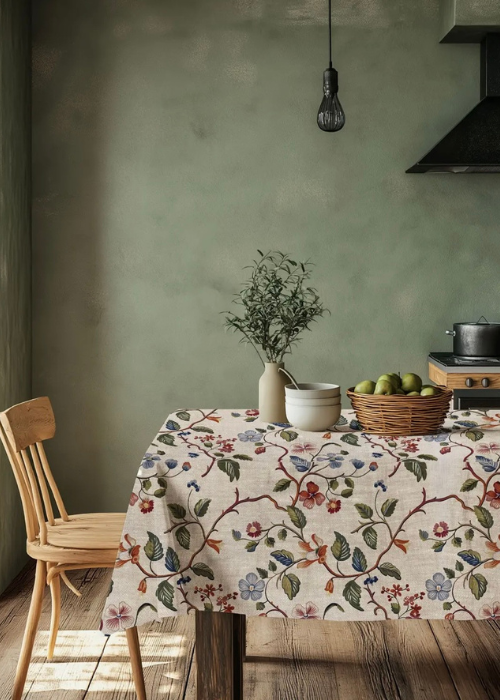 Tablecloth - 100% Linen Wildflowers