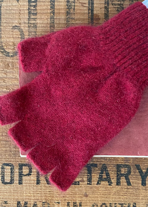Gloves - Possum - Fingerless - Large - Berry
