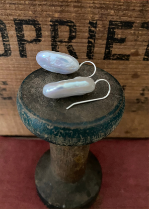 Earrings - Fresh Water Biwa Pearls With Sterling Silver Fixed Hook