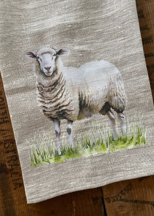 Hand Towel / Tea Towel - 100% Linen Sheep