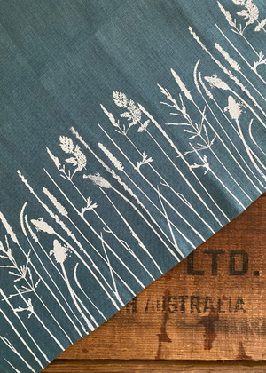 Napkins - Linen - Meadow Design - Duck Egg Blue