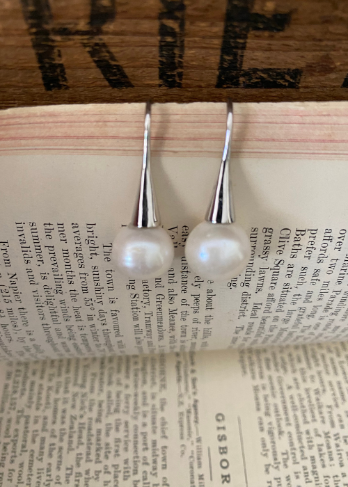 Earrings - Large Sterling Silver Fixed Hook With Fresh Water Pearls