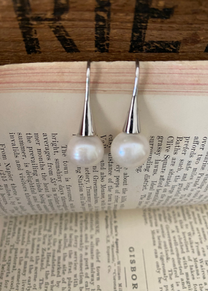 Earrings - Large Sterling Silver Fixed Hook With Fresh Water Pearls