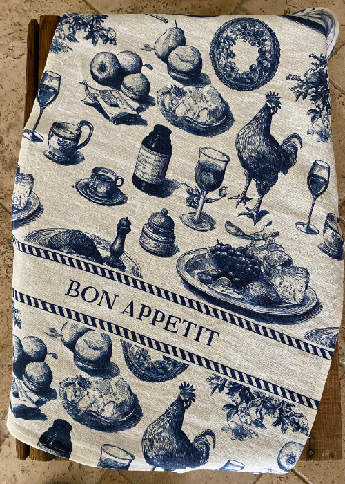 Tea Towel - Linen Bon Appetit - Blue