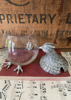 Condiment Pot - Pewter And Glass Hen
