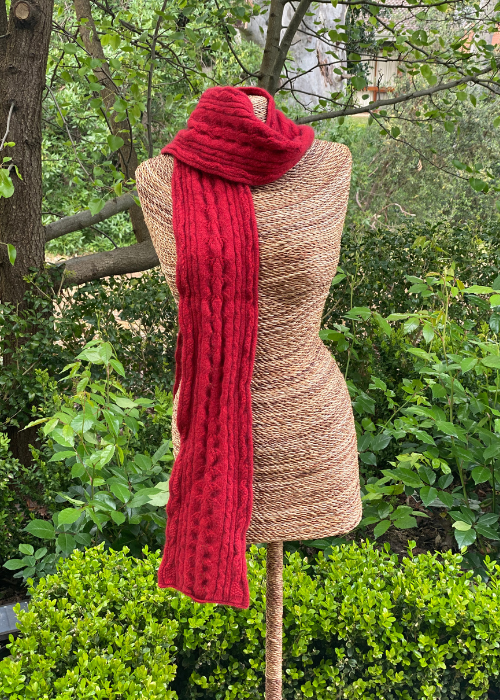 Scarf - Possum Cable - Red