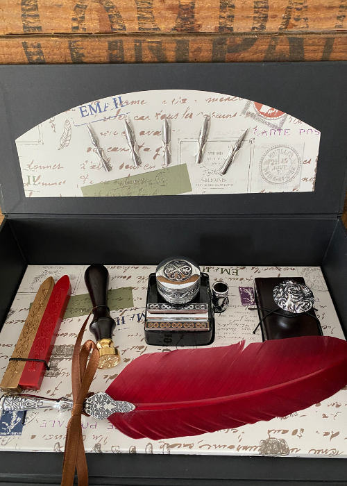 Calligraphy Set - Pewter Accessories - Red Quill