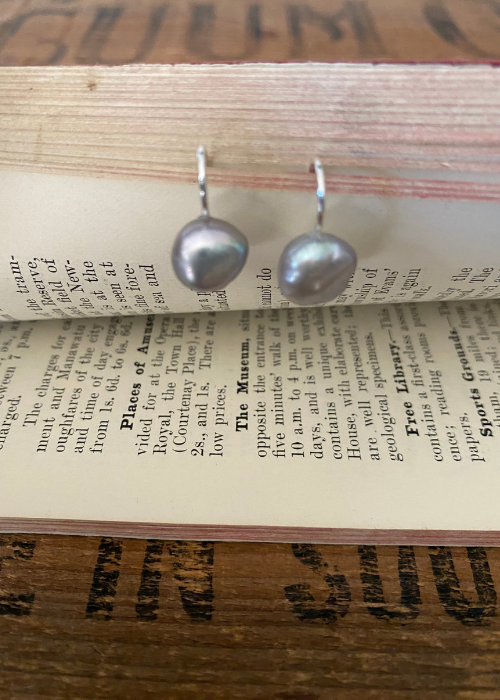 Earrings - Small Grey Nugget