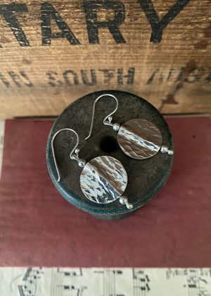 Earrings - Sterling Silver Flat Hammered Disk