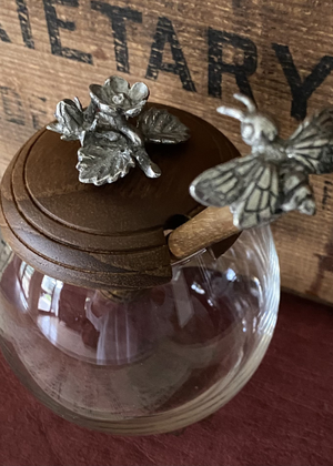 Honey Pot - Pewter Flower And Bee Drizzler