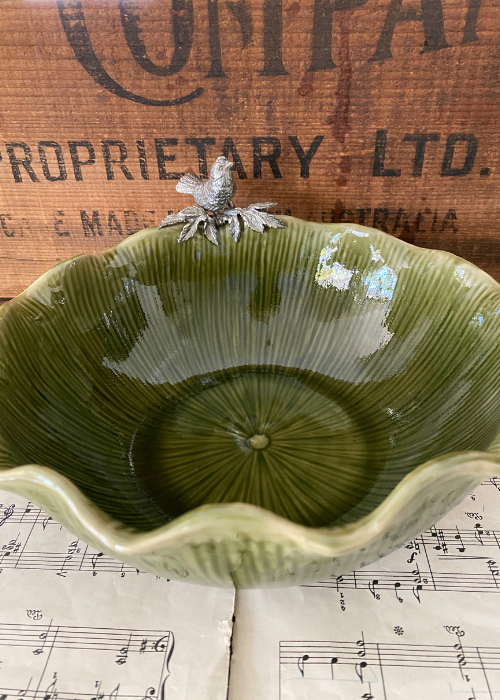 Bowl - Ceramic And Pewter Bird