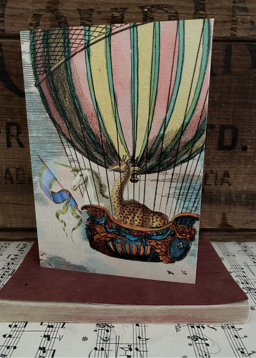 Greeting Card - Unicorn And Giraffe In Hot Air Balloon