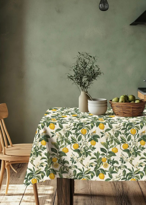 Tablecloth - 100% Linen - Lemons