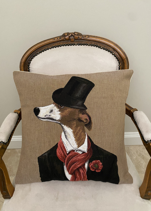 Cushion - Whippet / Greyhound - In Formal Dress