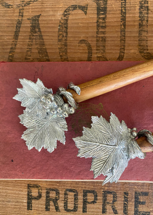 Salad Servers - Wood And Pewter With Grape Design