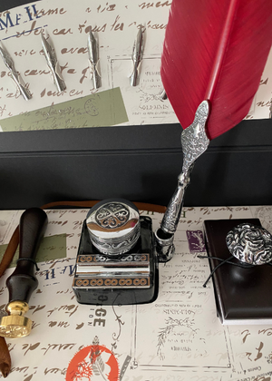 Calligraphy Set - Pewter Accessories - Red Quill