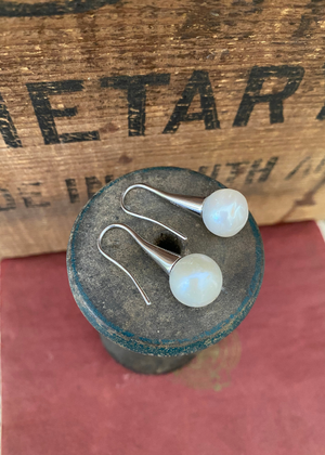 Earrings - Large Sterling Silver Fixed Hook With Fresh Water Pearls