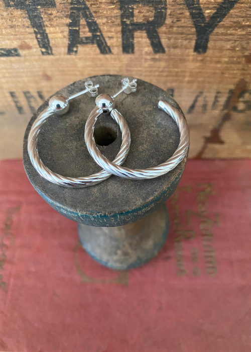 Earrings - Sterling Silver Half Hoop