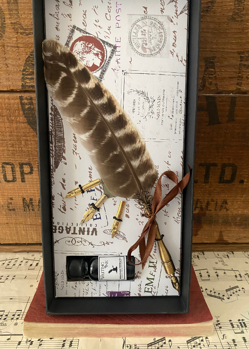 Calligraphy Set - Pheasant Feather - Brass