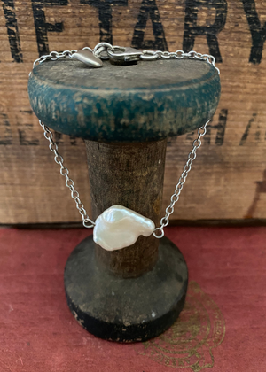 Bracelet - Sterling Silver With Keshi Pearl
