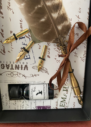 Calligraphy Set - Pheasant Feather - Brass