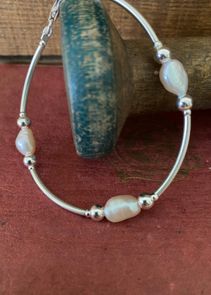 Bracelet - Pink Pearl And Sterling Silver