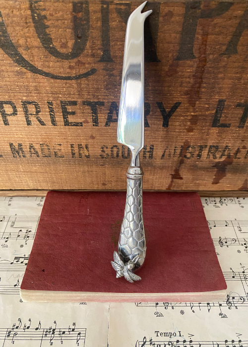 Cheese Knife - Stainless Steel And Pewter With Bee