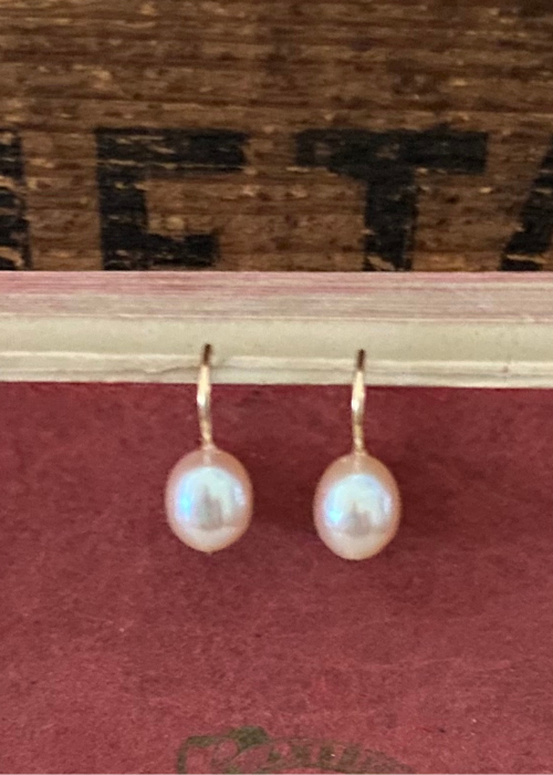 Earrings - Pink Fresh Water Pearl - Gold Filled Fixed Hook