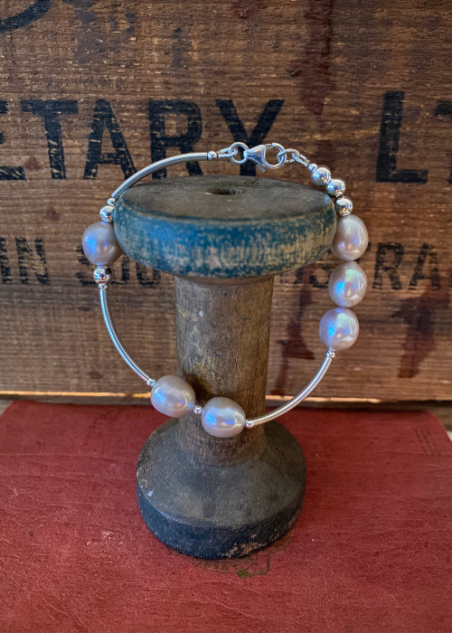 Bracelet - Grey Fresh Water Pearl and Sterling Silver