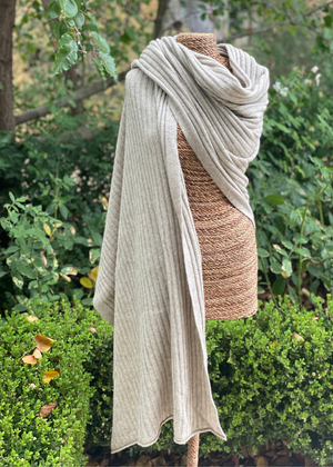 Shawl / Wrap - Possum Merino Ribbed Natural