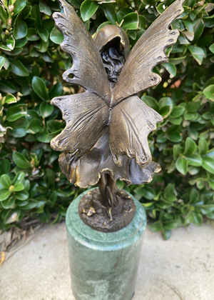 Bronze - Young Fairy On Green Marble Base