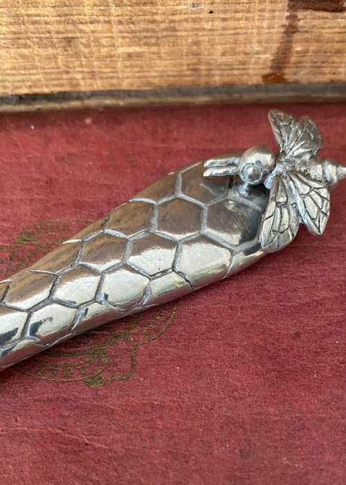 Cheese Knife - Stainless Steel And Pewter With Bee