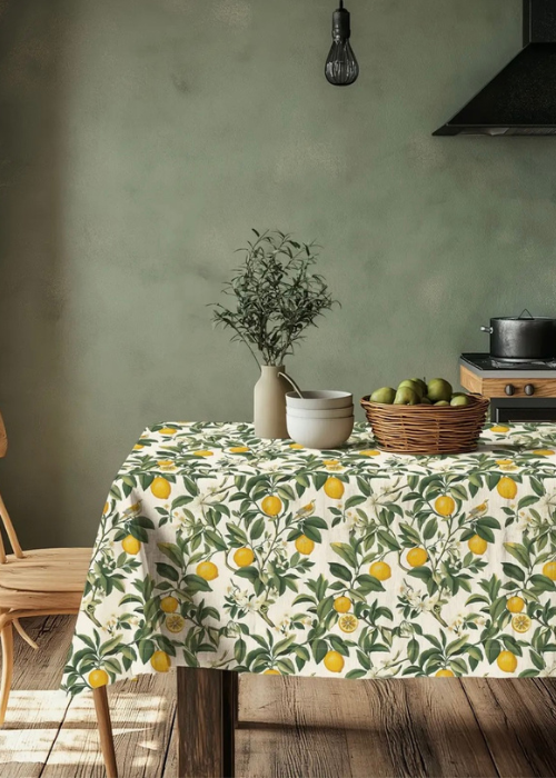 Tablecloth - 100% Linen - Lemons