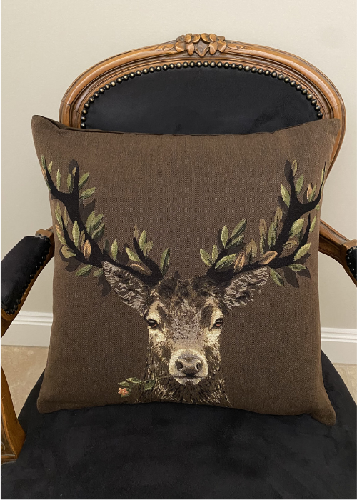 Cushion - Stag with Pink Flower