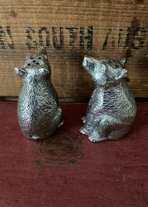Salt And Pepper Set - Pewter Bears