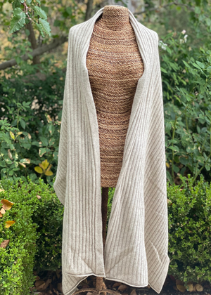 Shawl / Wrap - Possum Merino Ribbed Natural