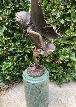 Bronze - Young Fairy On Green Marble Base