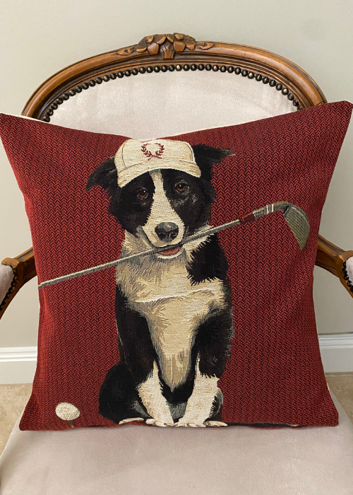 Cushion - Border Collie Golfing