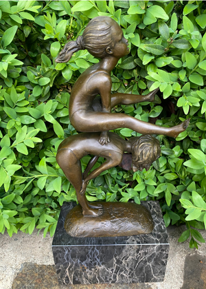 Bronze - Children Playing Leap Frog